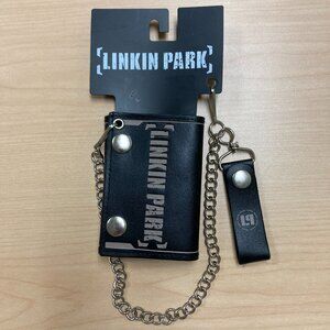 RARE Linkin Park Genuine Leather Wallet Black Trifold Vintage